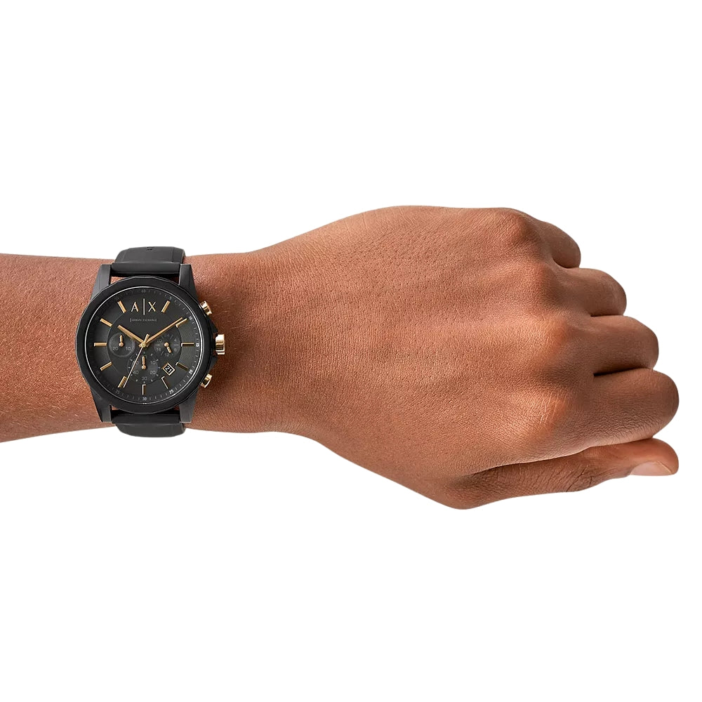 Armani Exchange Black Dial Silicone Strap Men's Watch AX7105