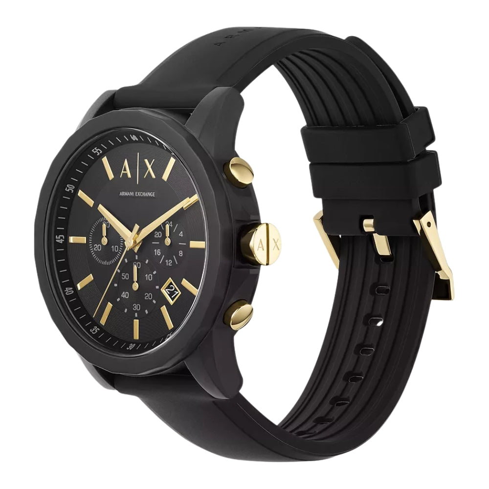 Armani Exchange Black Dial Silicone Strap Men's Watch AX7105