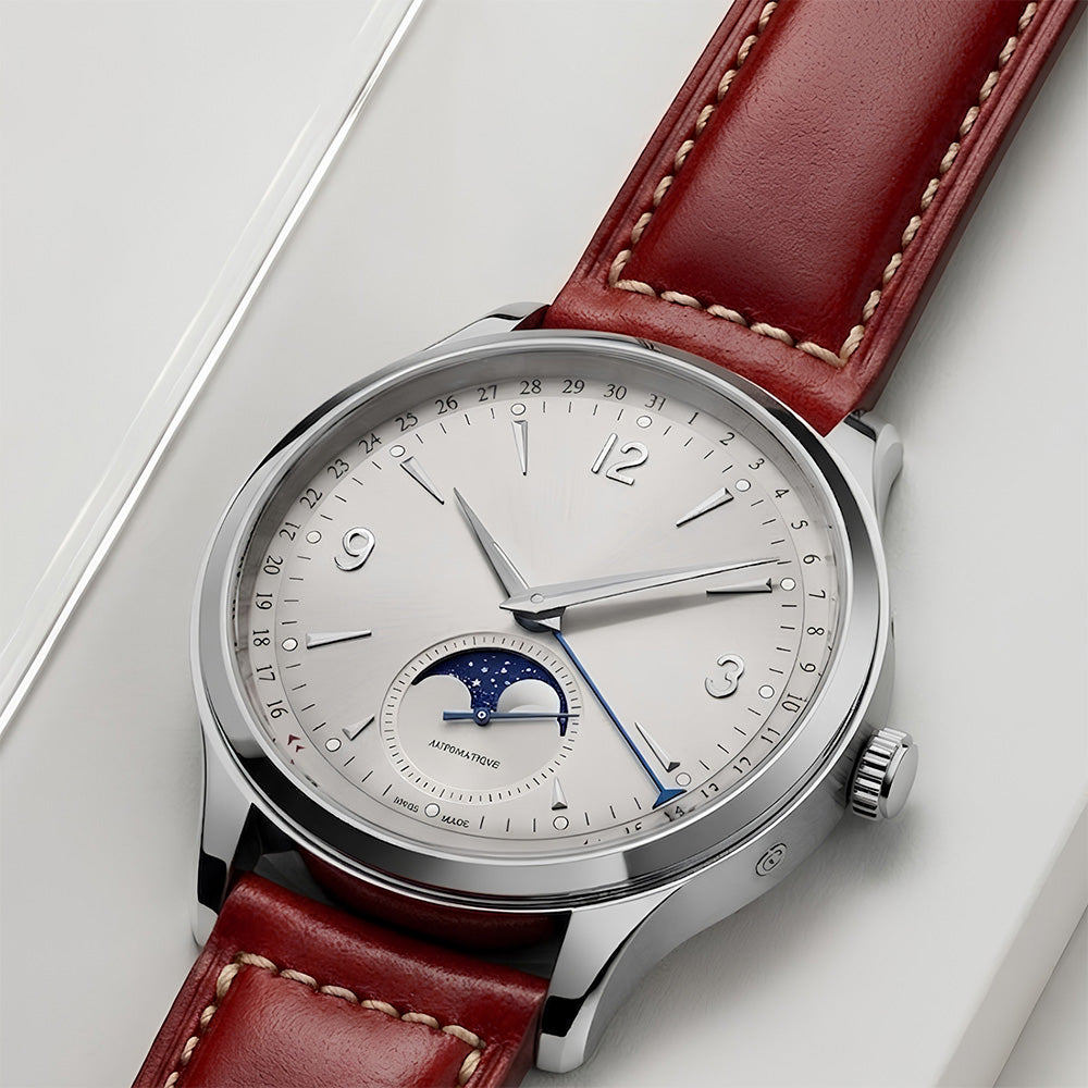 Cavern 22mm Plain Red Stitched Leather Strap