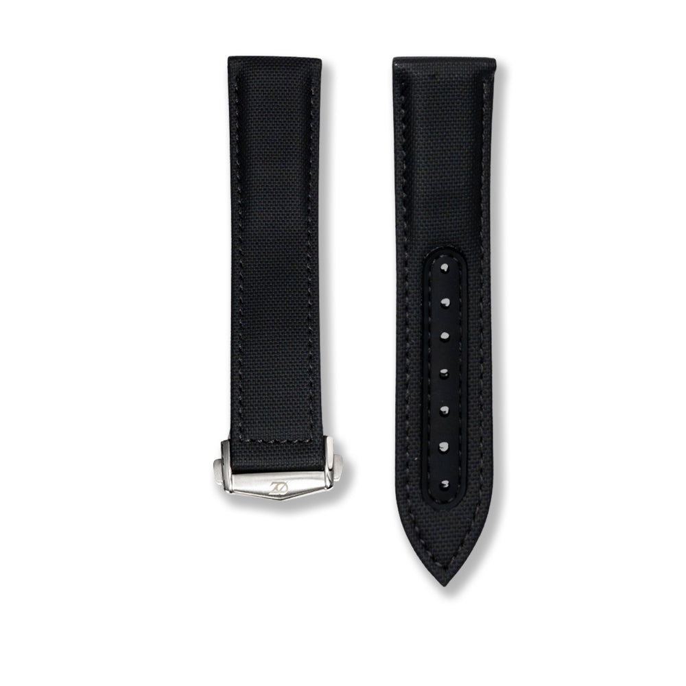 Zeyron 22mm Premium Black Sailcloth Butterfly Clasp Strap