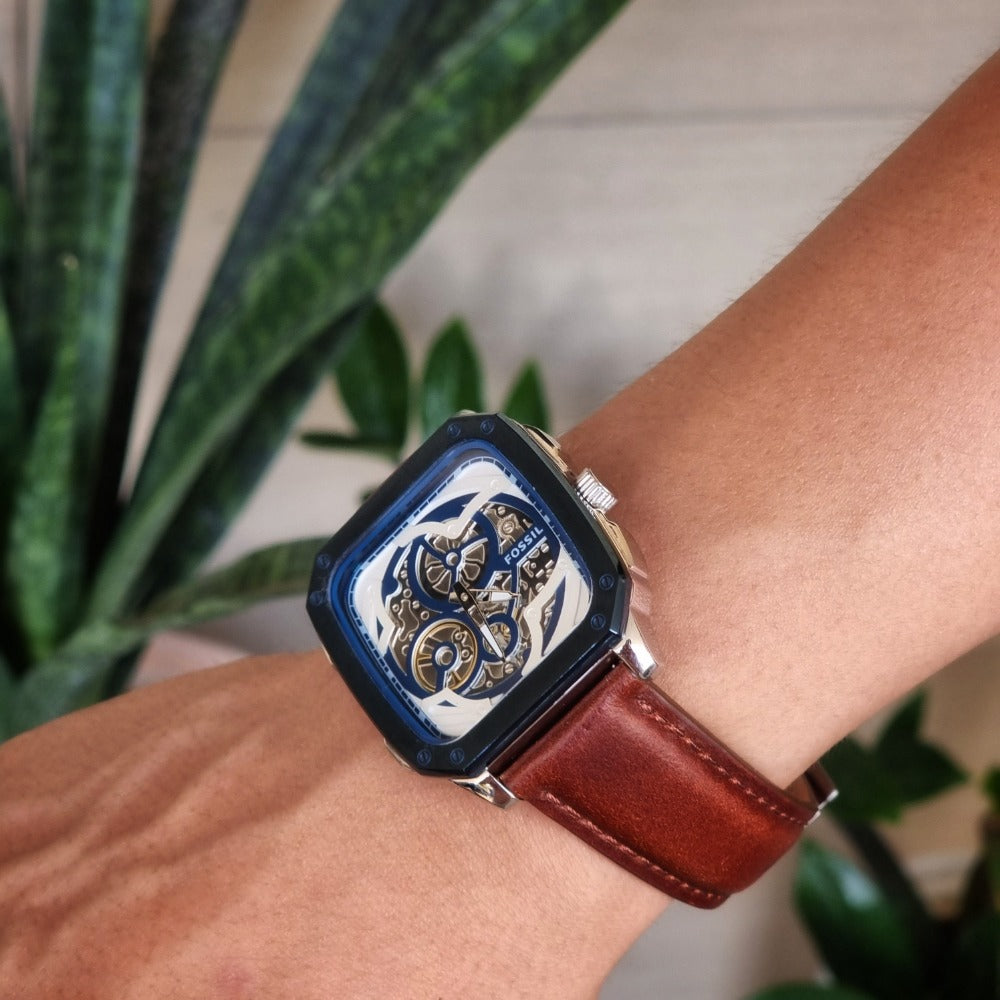 Fossil Inscription Brown Leather Automatic Men's Watch| BQ2571