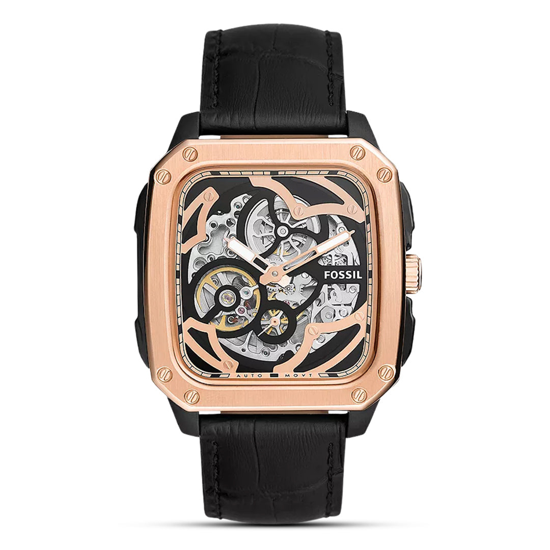 Fossil Inscription Automatic Black Skeleton Dial Men's Watch | BQ2572