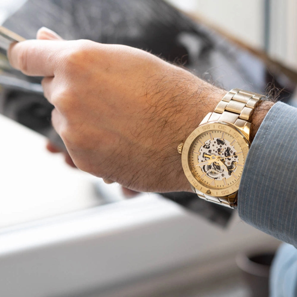 Fossil Bannon Gold Automatic Skeleton Dial Men's Watch| BQ2680