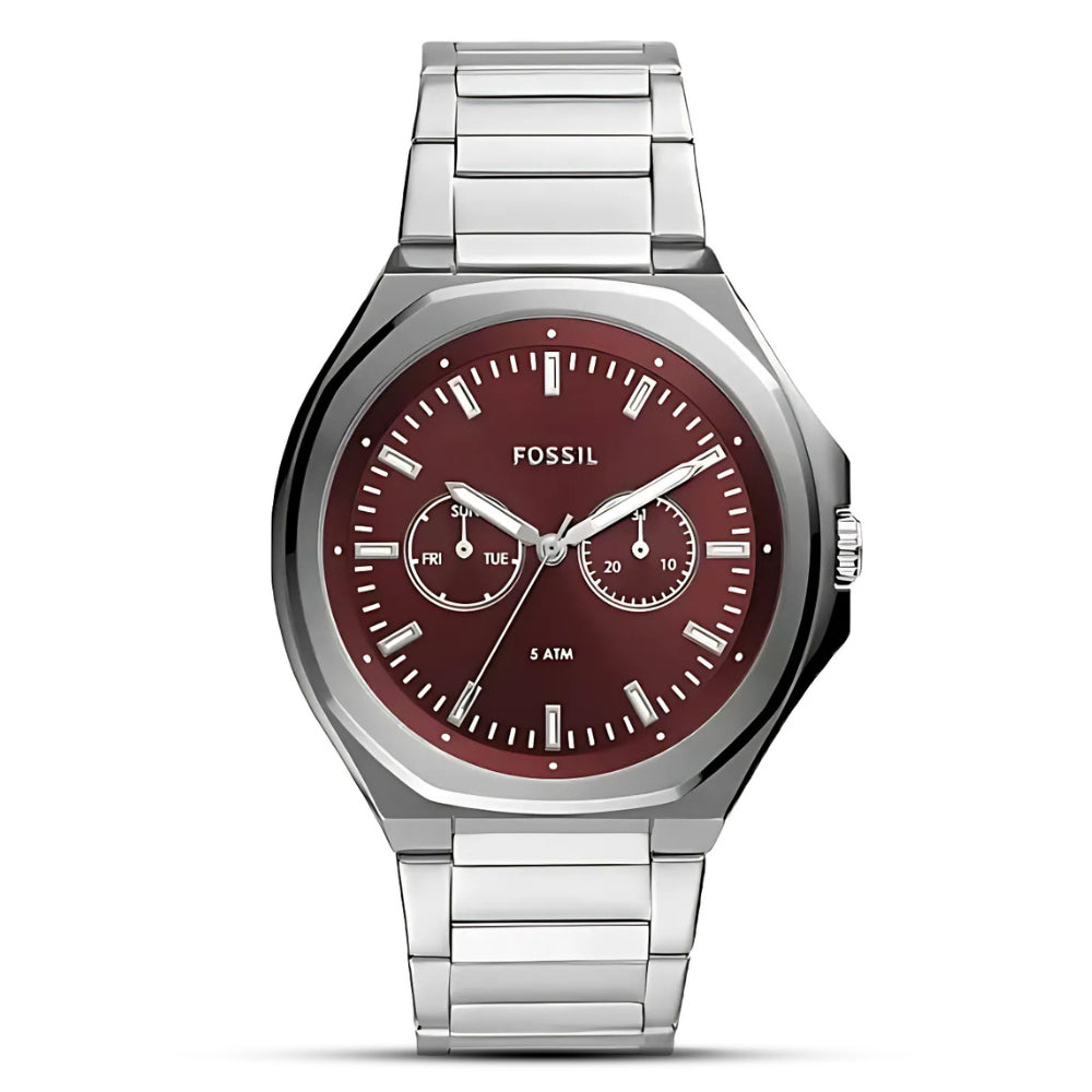 Fossil Evanston Quartz Burgundy Dial Men's Watch BQ2807
