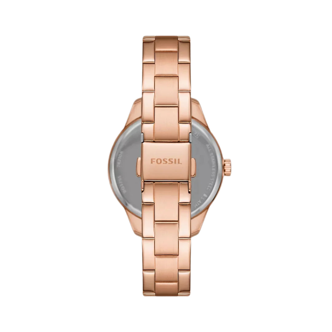 Fossil Rye Automatic Rose Gold Tone Dial Ladies Watch | BQ3754