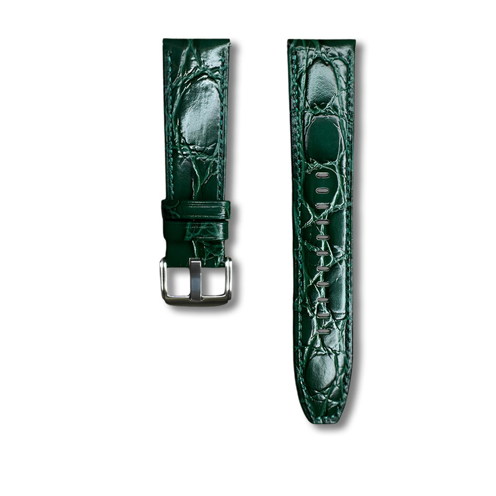 Cavern Premium 22mm Green Crocodile Textured Leather Strap