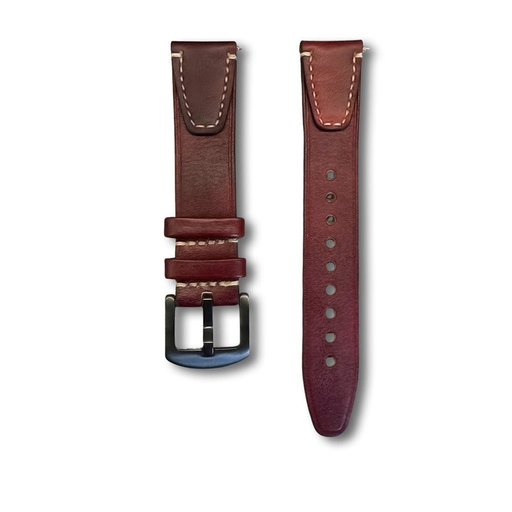 Cavern Premium 20mm Red Double Stitched Leather Strap