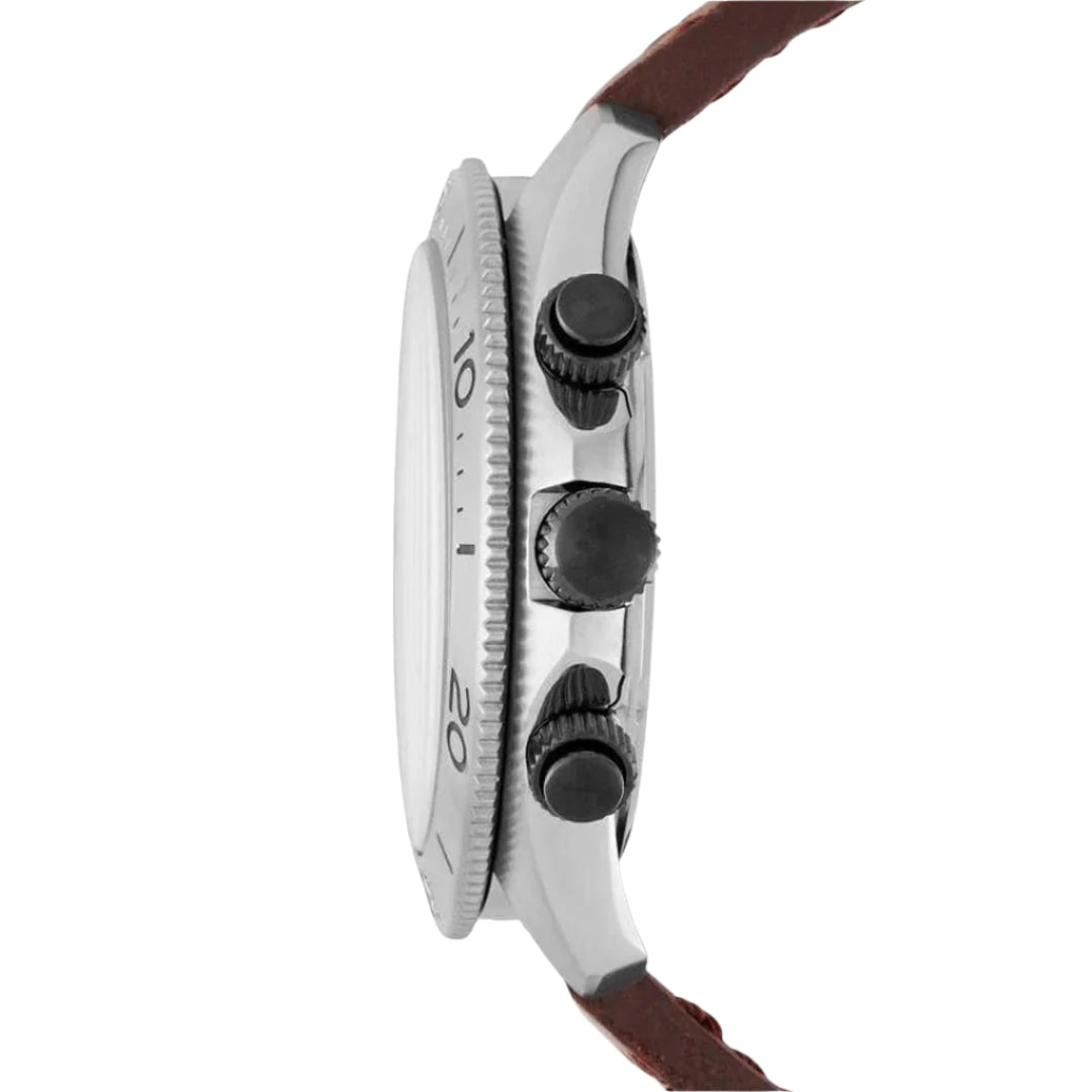 Fossil Retro Traveler Chronograph White Dial Brown Band Watch | CH2886