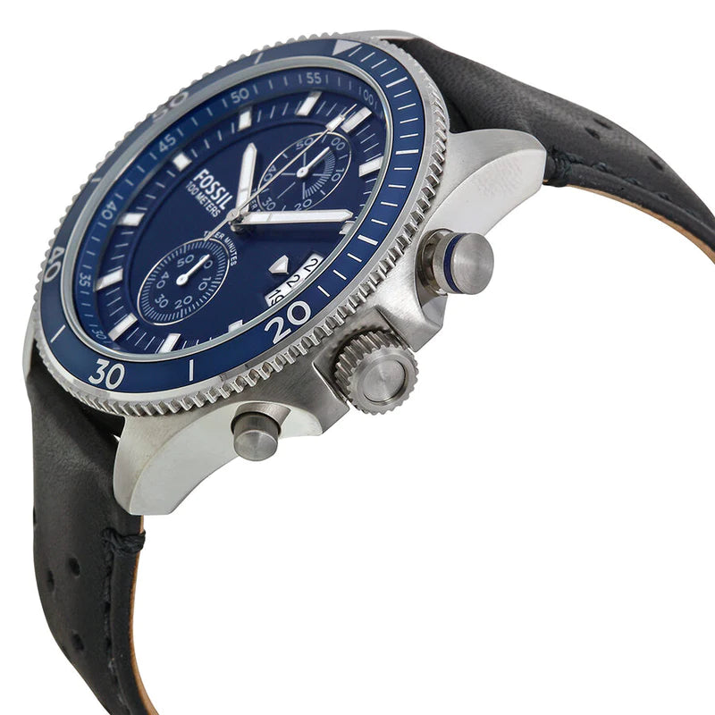 Fossil Wakefield Blue Dial Black Leather Men's Watch| CH2945