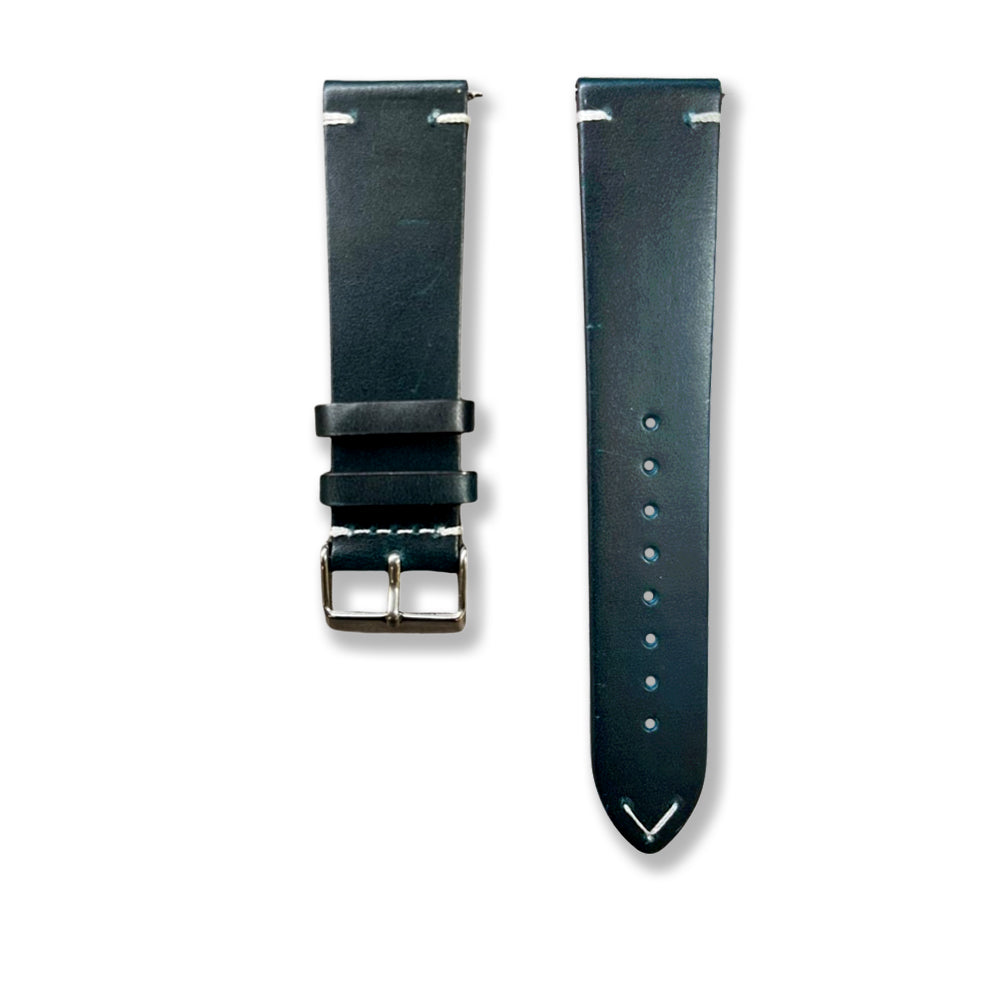 Cavern 22mm Dark Green Full Grain Stitched Leather Strap