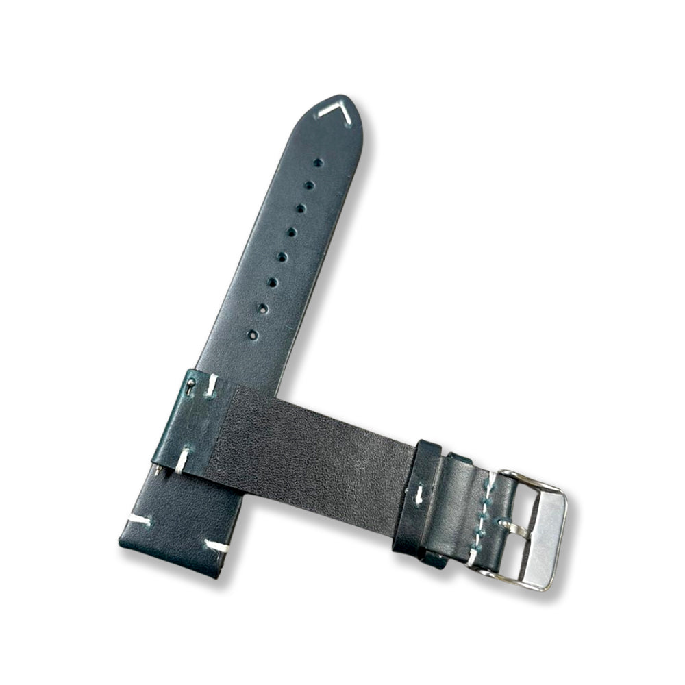 Cavern 20mm Dark Green Full Grain Stitched Leather Strap