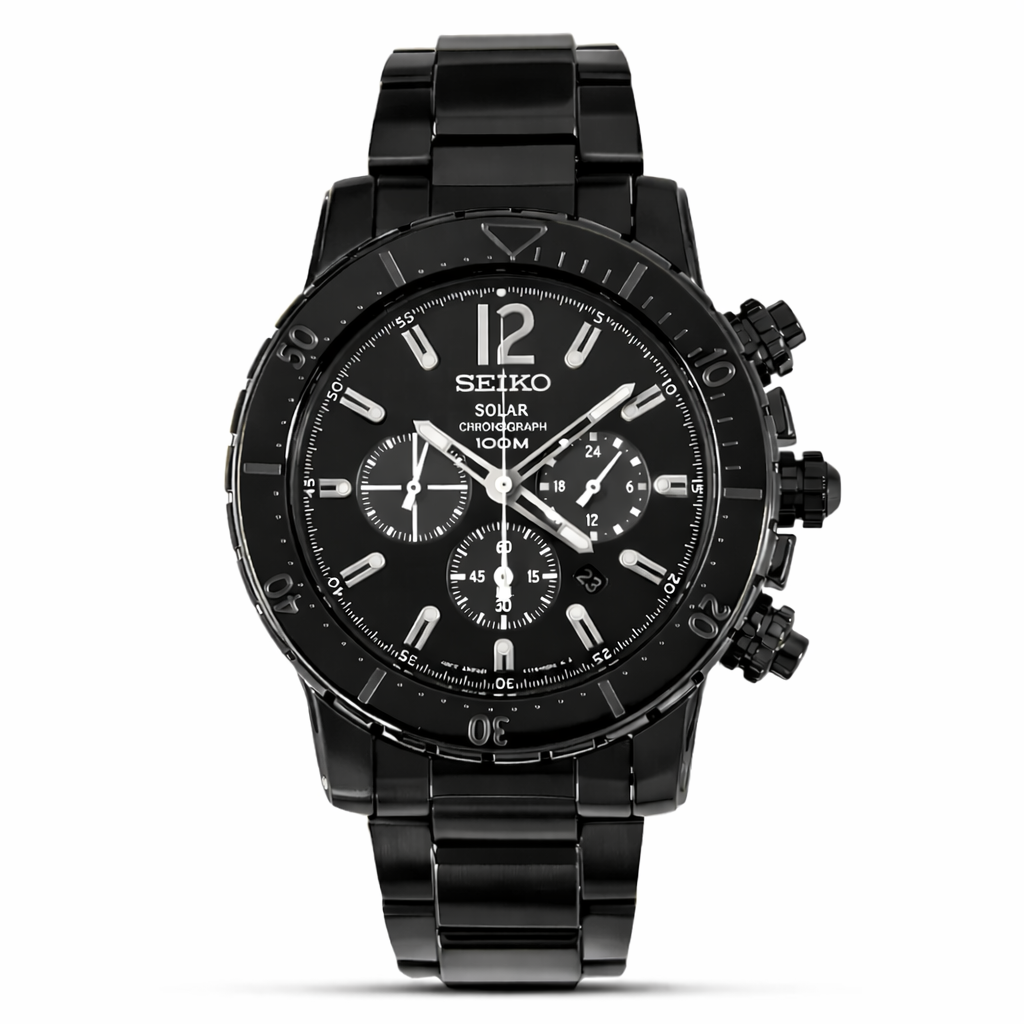 Seiko Solar Black Chronograph Dial Men's Watch | SSC225P1