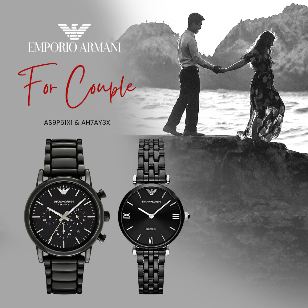 Emporio Armani Black Dial Couple Watch | AR1507 & AR1487