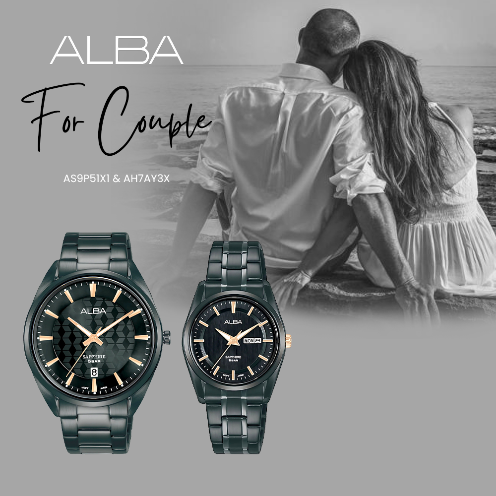 ALBA Quartz Black Dial Watch For Couple | AS9P51X1 & AH7AY3X