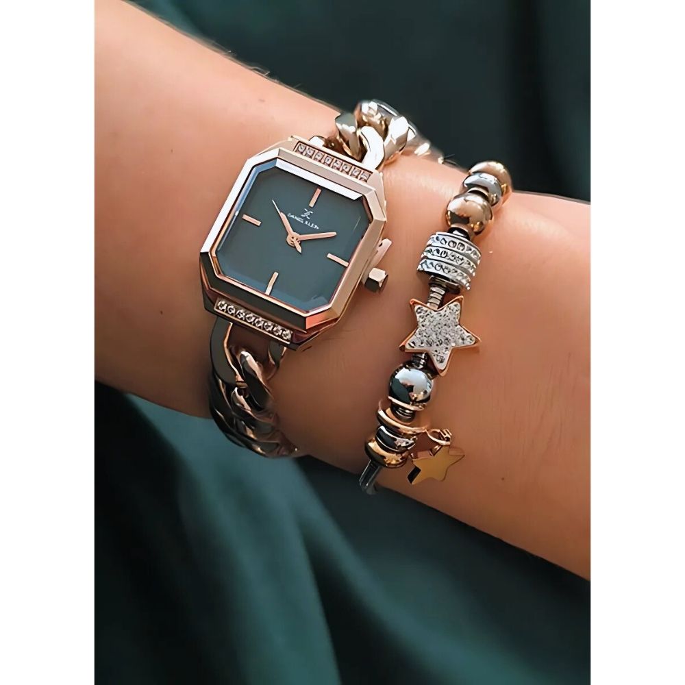 Daniel Klein Blue Dial Crystal Accented Strap Ladies Watch | DK.1.13781-5