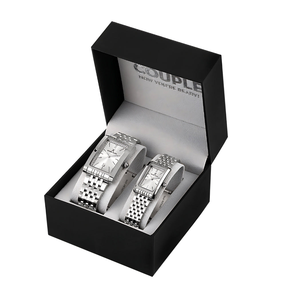 Daniel Klein Silver Dial Couple Watch | DK.1.14011-1