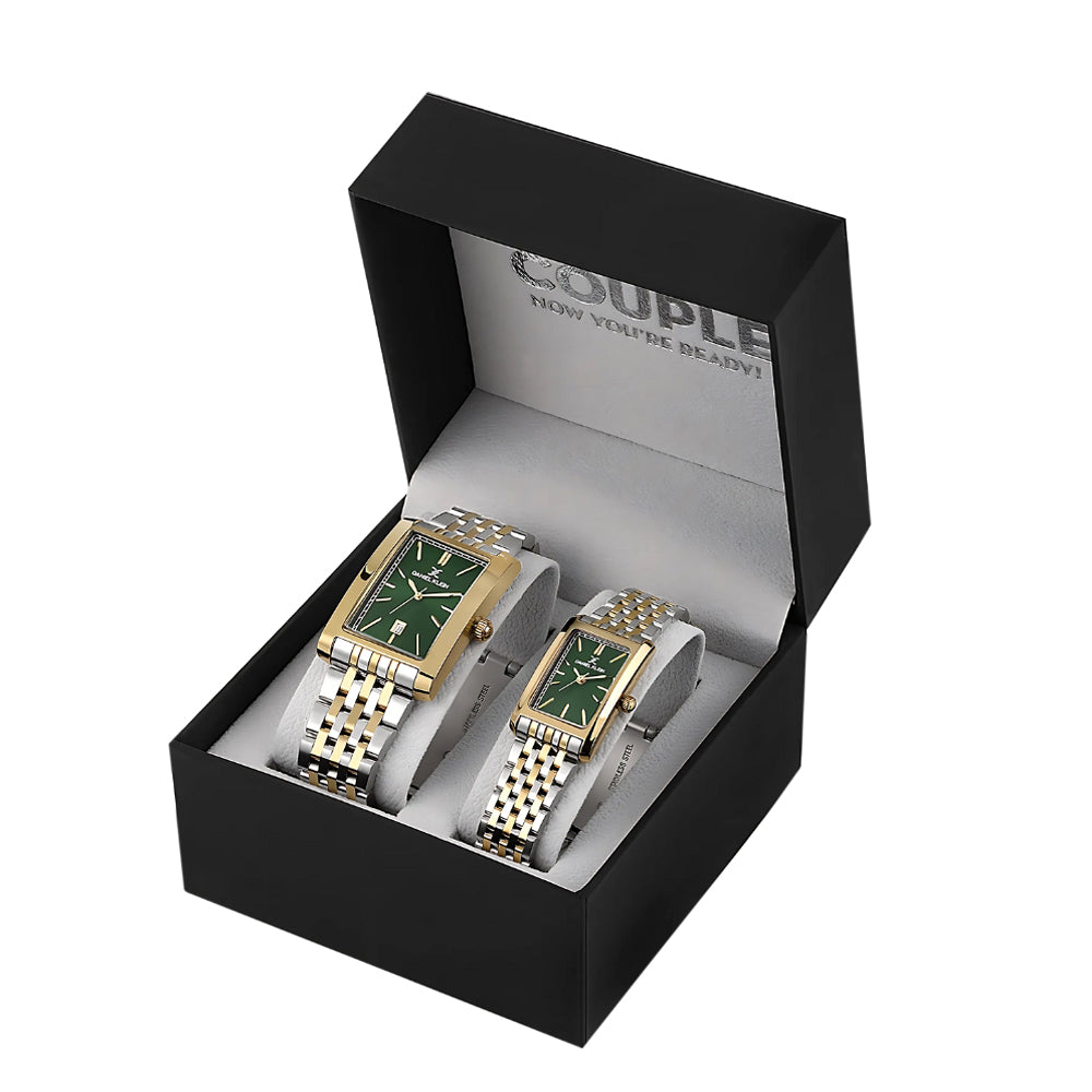 Daniel Klein Two Tone Green Dial Couple Watch | DK.1.14011-5