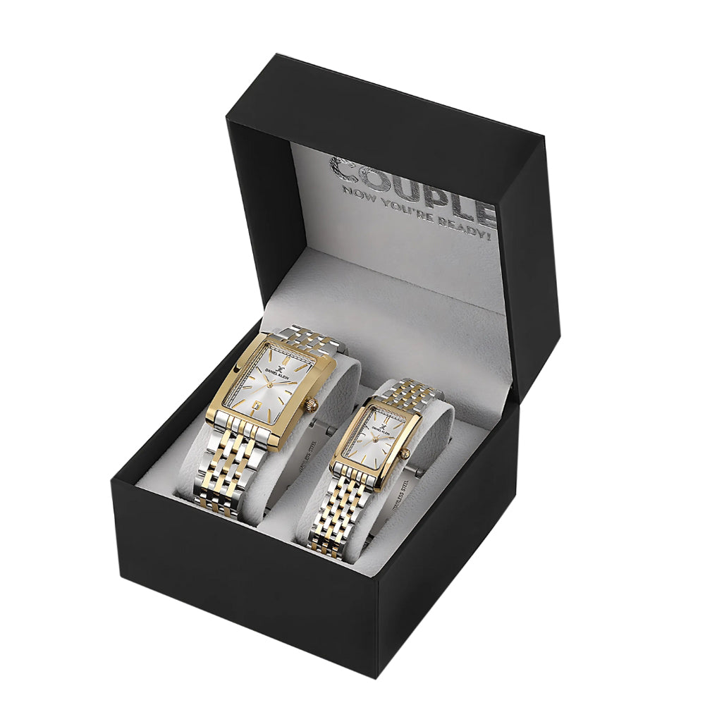 Daniel Klein Two Tone Silver Dial Couple Watch | DK.1.14011-6