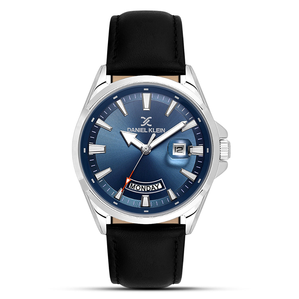 Daniel Klein Leather Strap Blue Dial Men's Watch | DK.6.14038-2