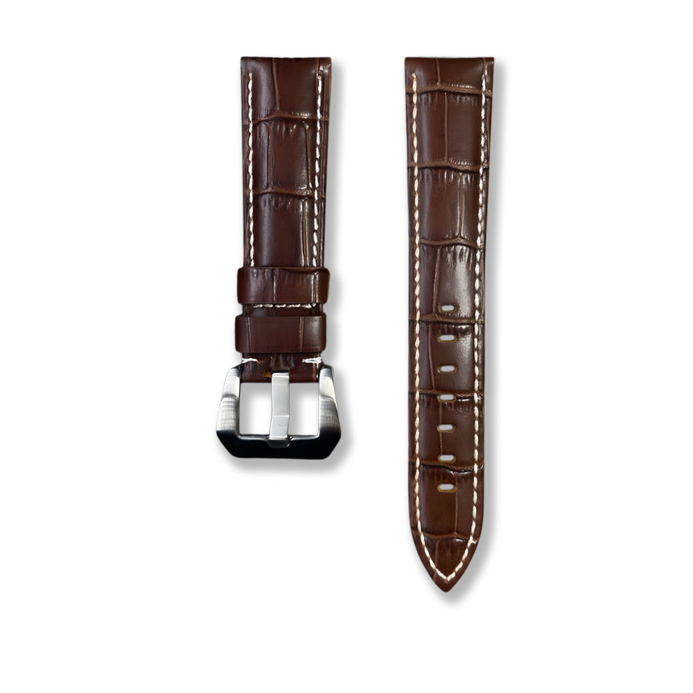 Cavern 20mm Dark Brown Crocodile Texture Leather Strap