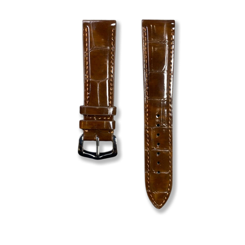 Cavern Crocodile Textured Dark Brown Leather Watch Strap | 22MM