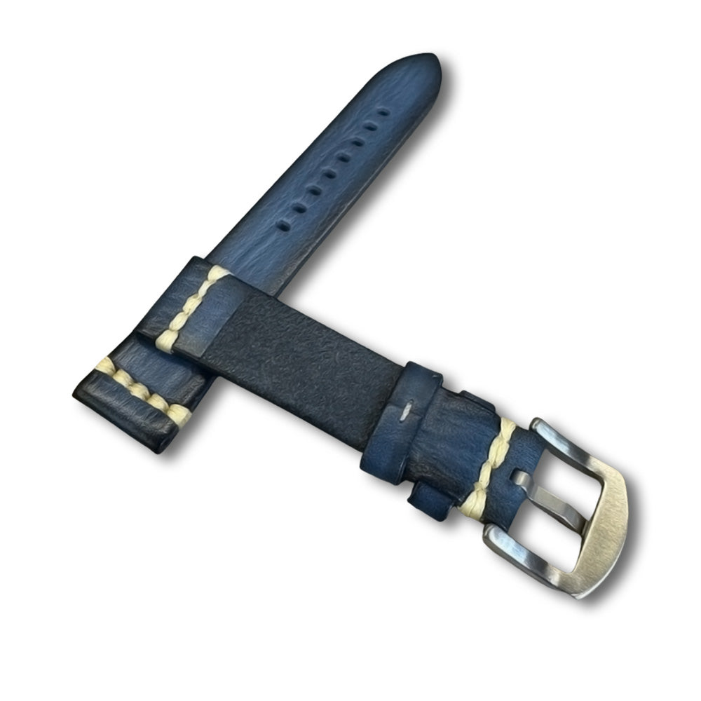 Cavern 22mm Coconut Texture Blue Leather Strap