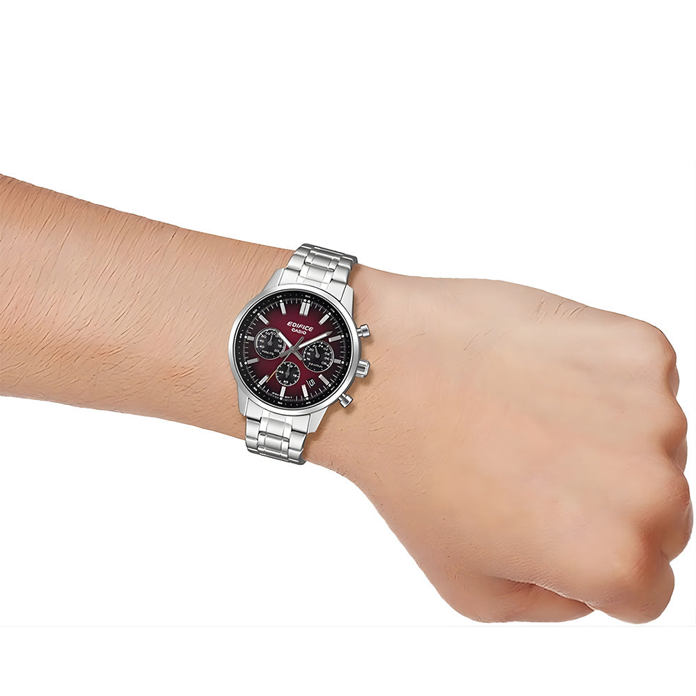Casio Edifice Chronograph Maroon Dial Watch | EFR-575D-4ADF