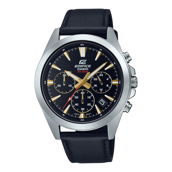 Casio Edifice Standard Black Leather Strap Men's Watch| EFV-630L-1AVUDF