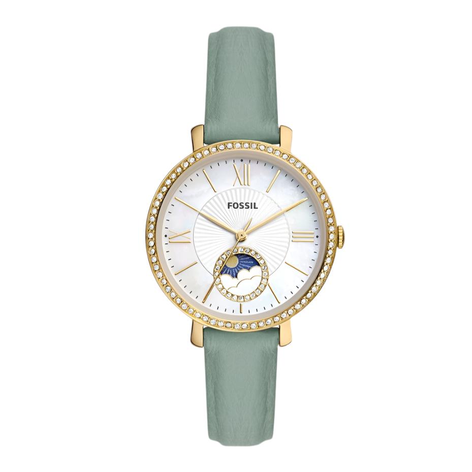 Fossil Jacqueline Sun Moon Green Leather Women's Watch ES5168