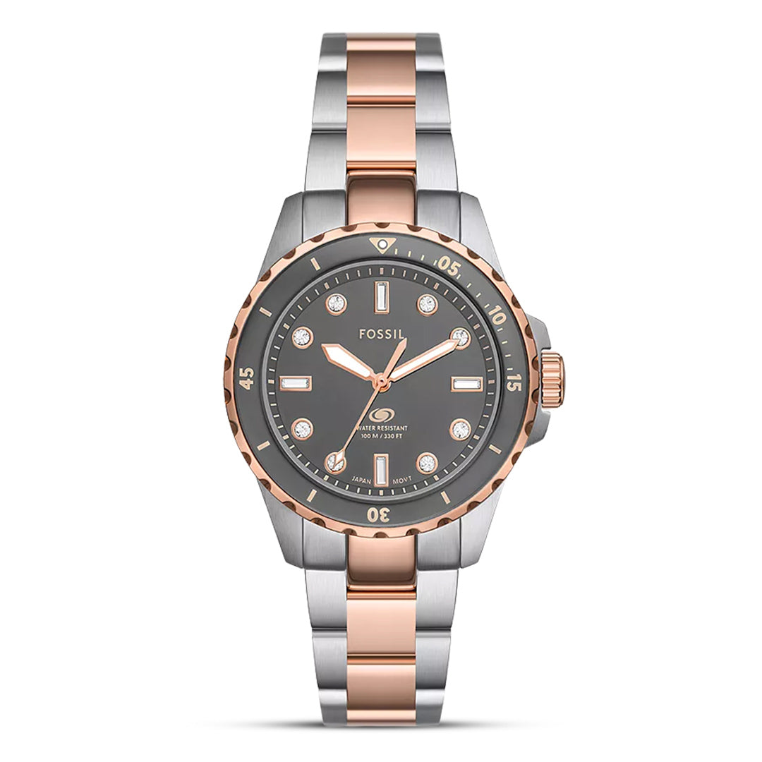Fossil Blue Dive Two Tone Grey Dial Ladies Watch | ES5348