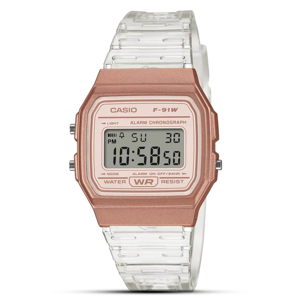 CASIO DIGITAL WHITE RESIN STRAP LADIES WATCH F-91WS-7A3DF