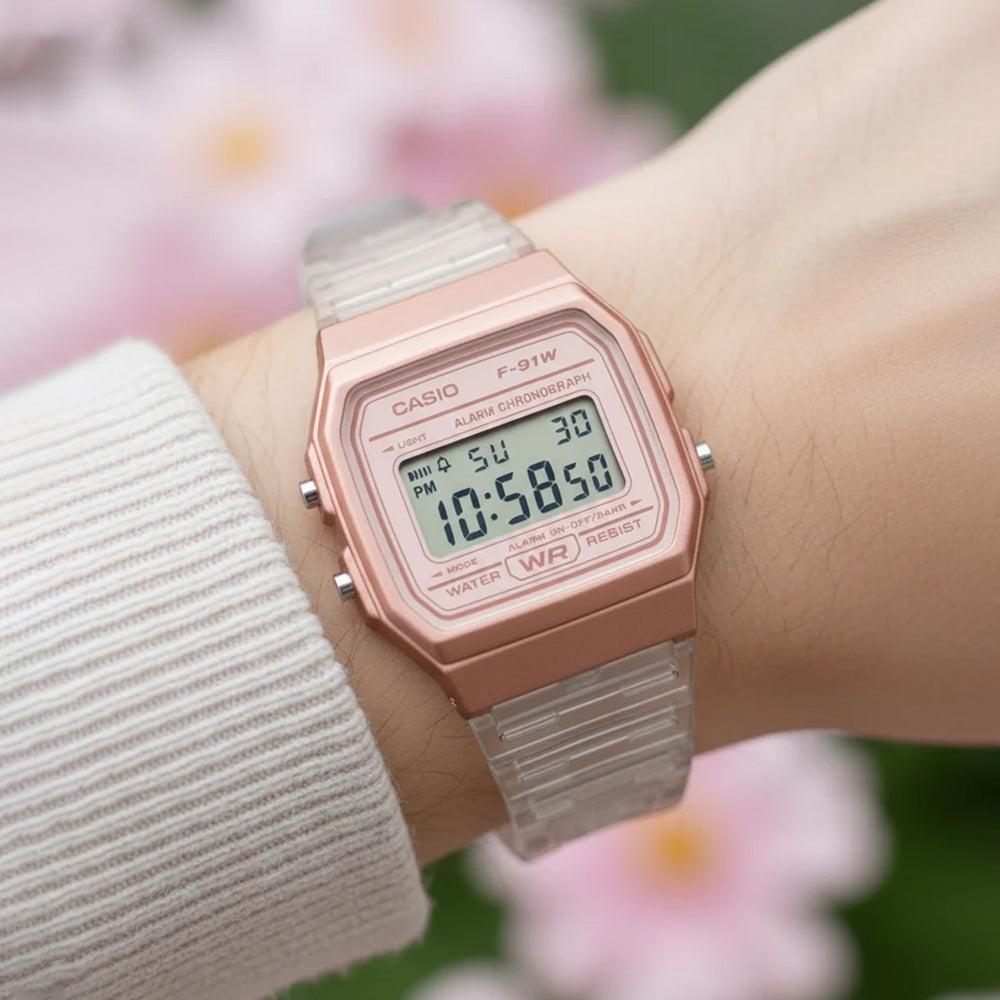 CASIO DIGITAL WHITE RESIN STRAP LADIES WATCH F-91WS-7A3DF