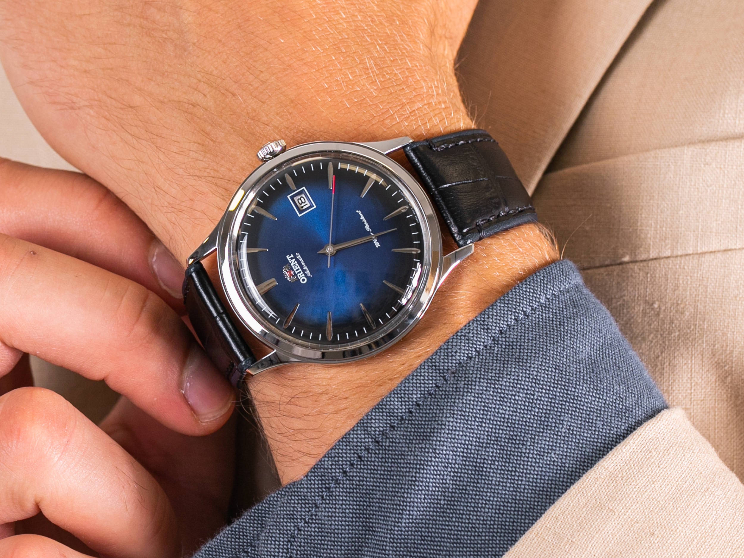Orient 'Bambino Version IV' Japanese Blue Dial Automatic Watch| FAC08004D0