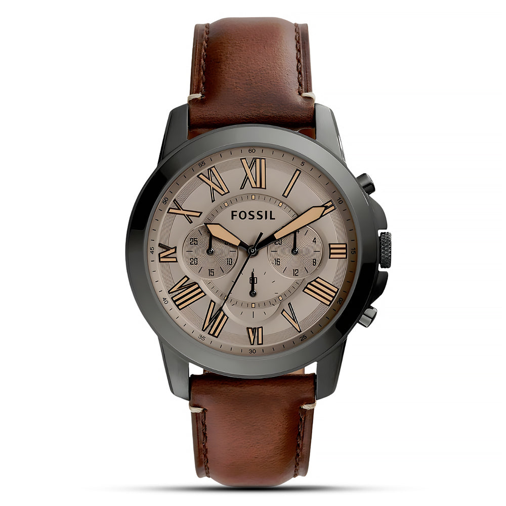 Fossil Grant Chronograph Dark Brown Leather Strap Watch | FS5214
