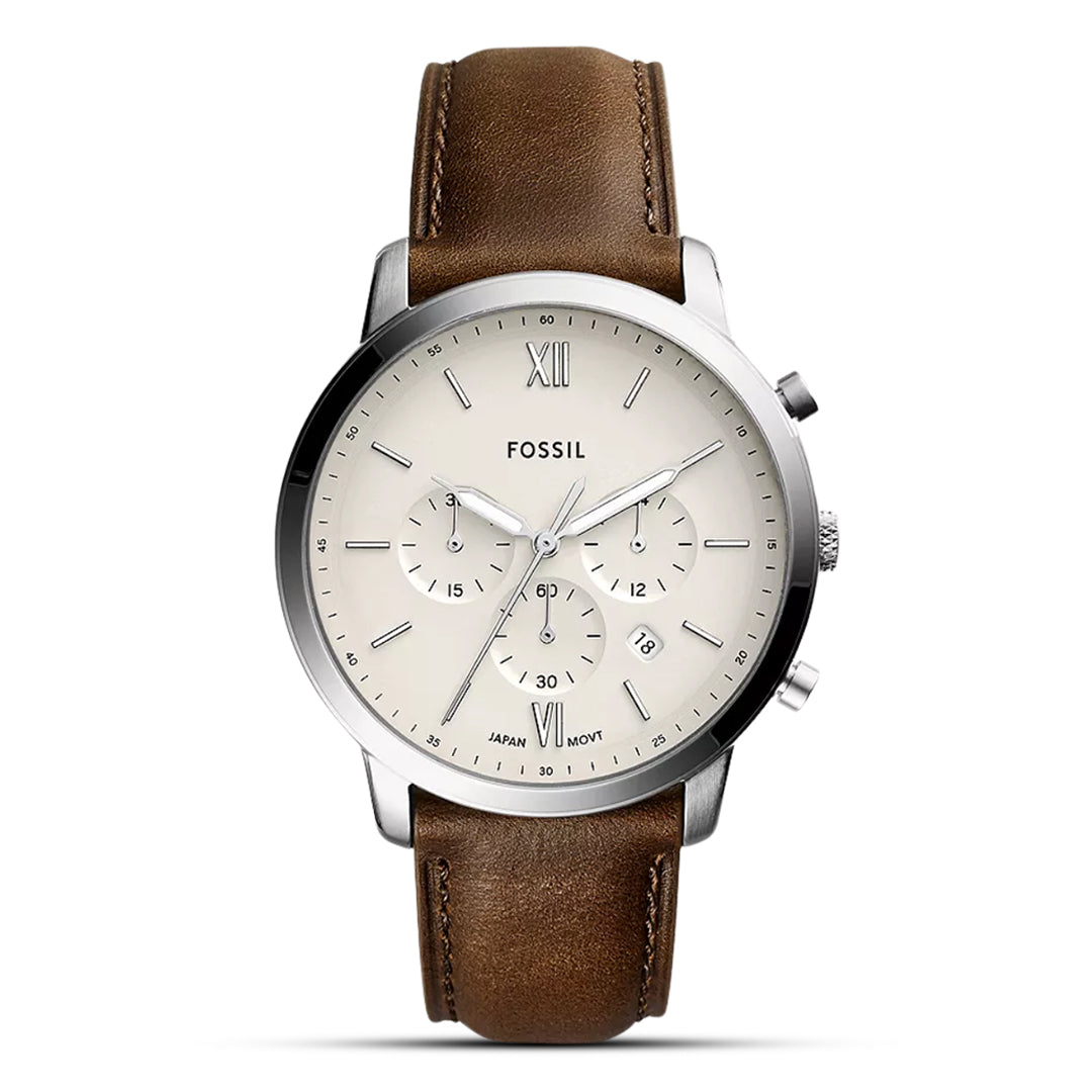 Fossil Neutra Chronograph White Dial Leather Strap Watch | FS5380