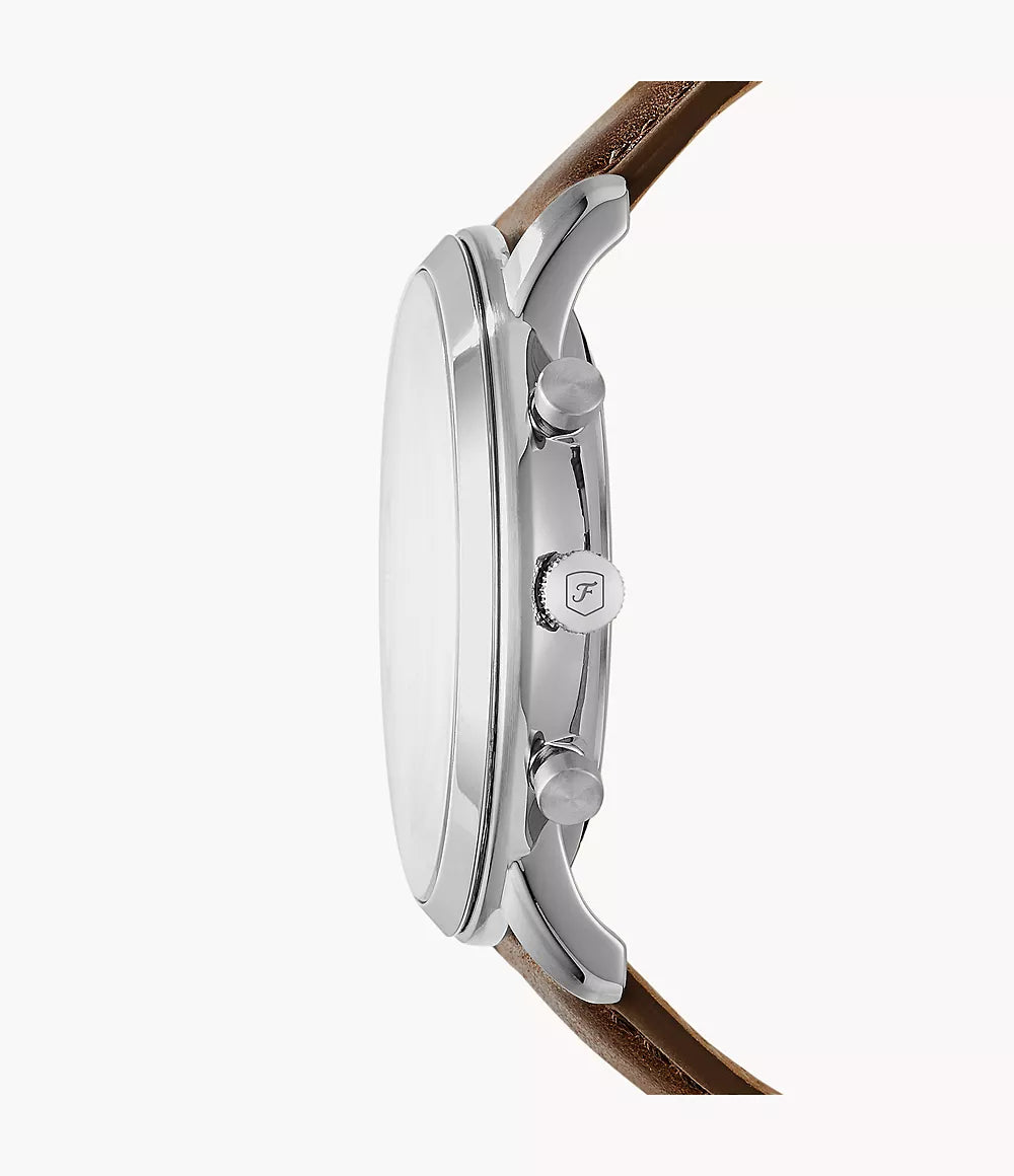 Fossil Neutra Chronograph White Dial Leather Strap Watch | FS5380