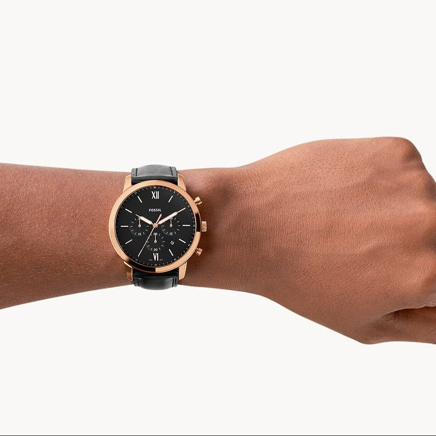 Fossil Neutra Chronograph Black Leather Men's Watch| FS5381