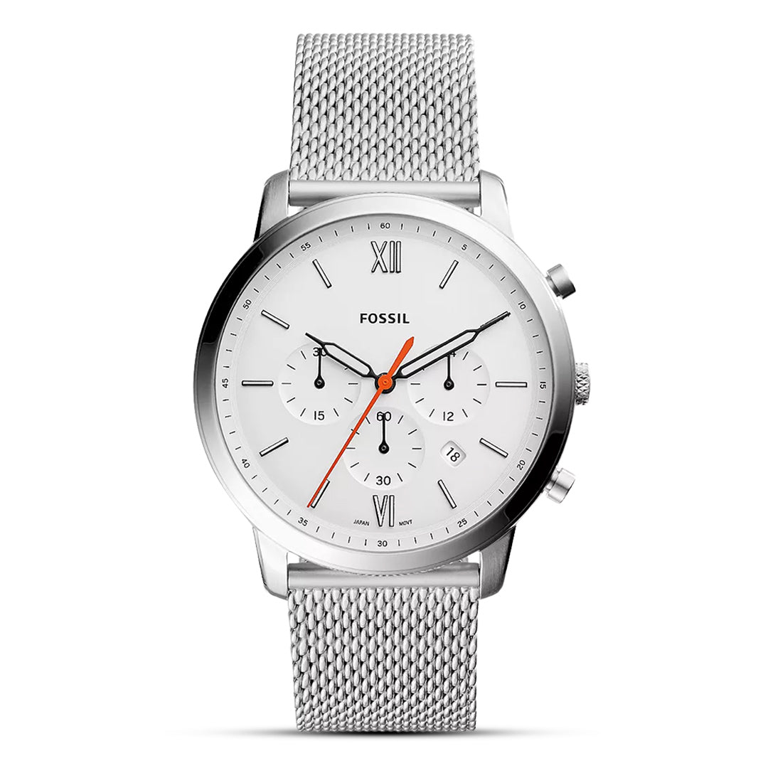 Fossil Neutra Chronograph White Dial Mesh Strap Men's Watch | FS5382