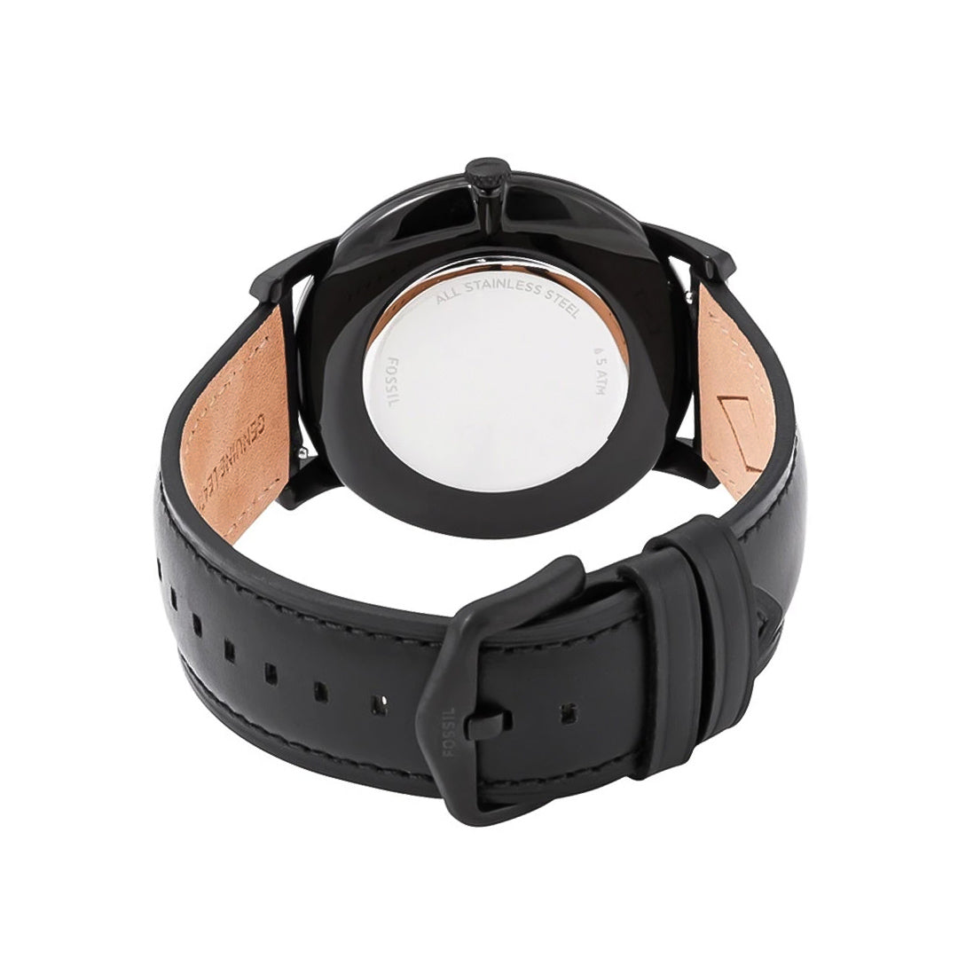 Fossil Minimalist Two-Hand Black Leather Men's Watch| FS5447