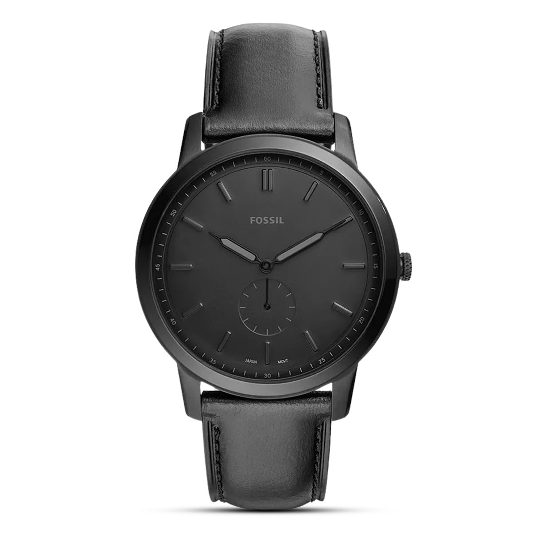 Fossil Minimalist Two-Hand Black Leather Men's Watch| FS5447