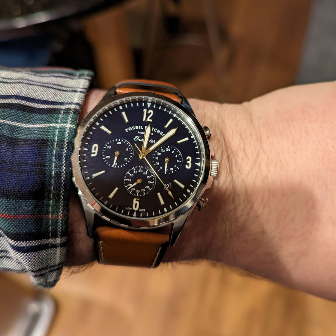 Fossil Forrester Luggage Chronograph Blue Dial Watch | FS5607