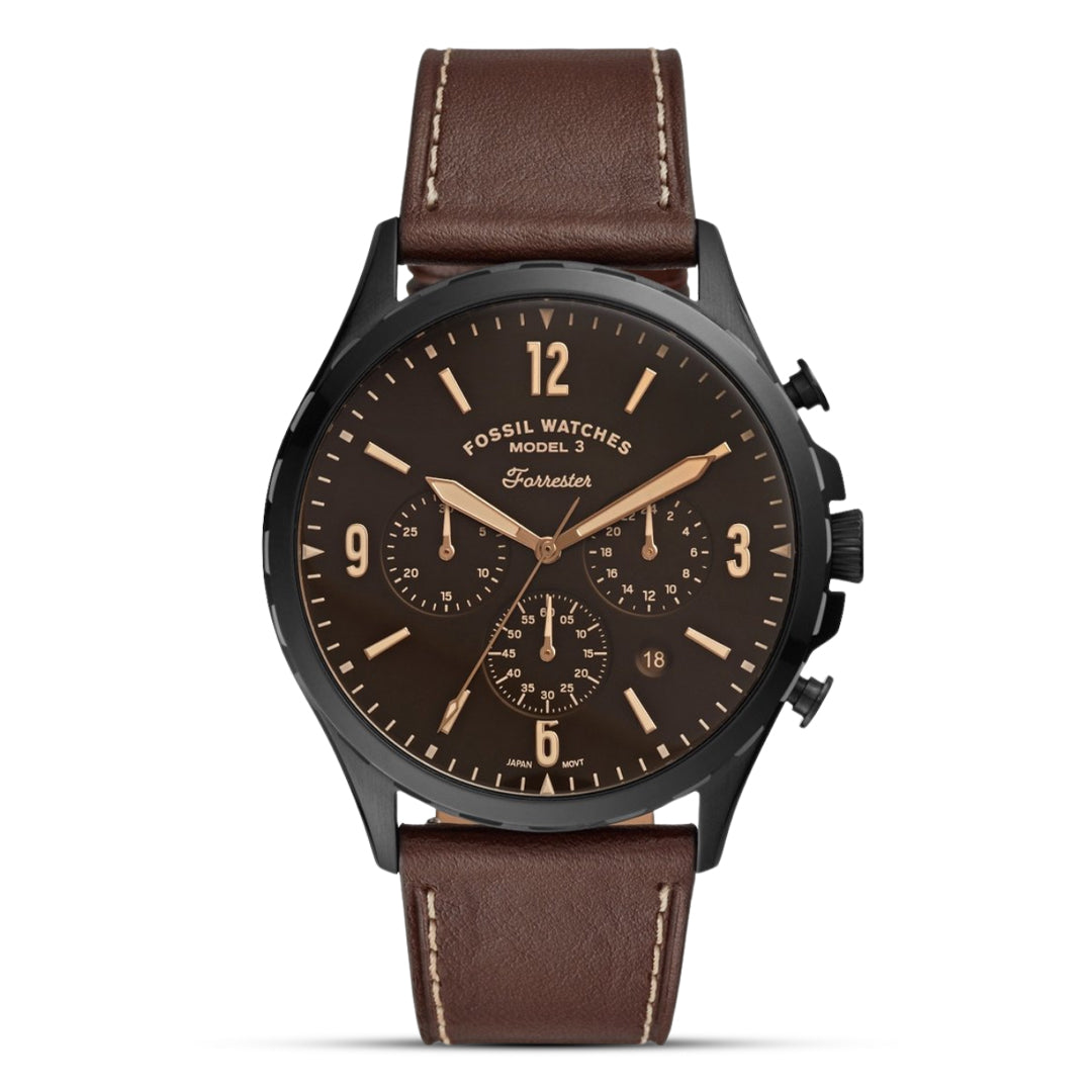 FOSSIL Forrester Chronograph Brown Leather Watch FS5608