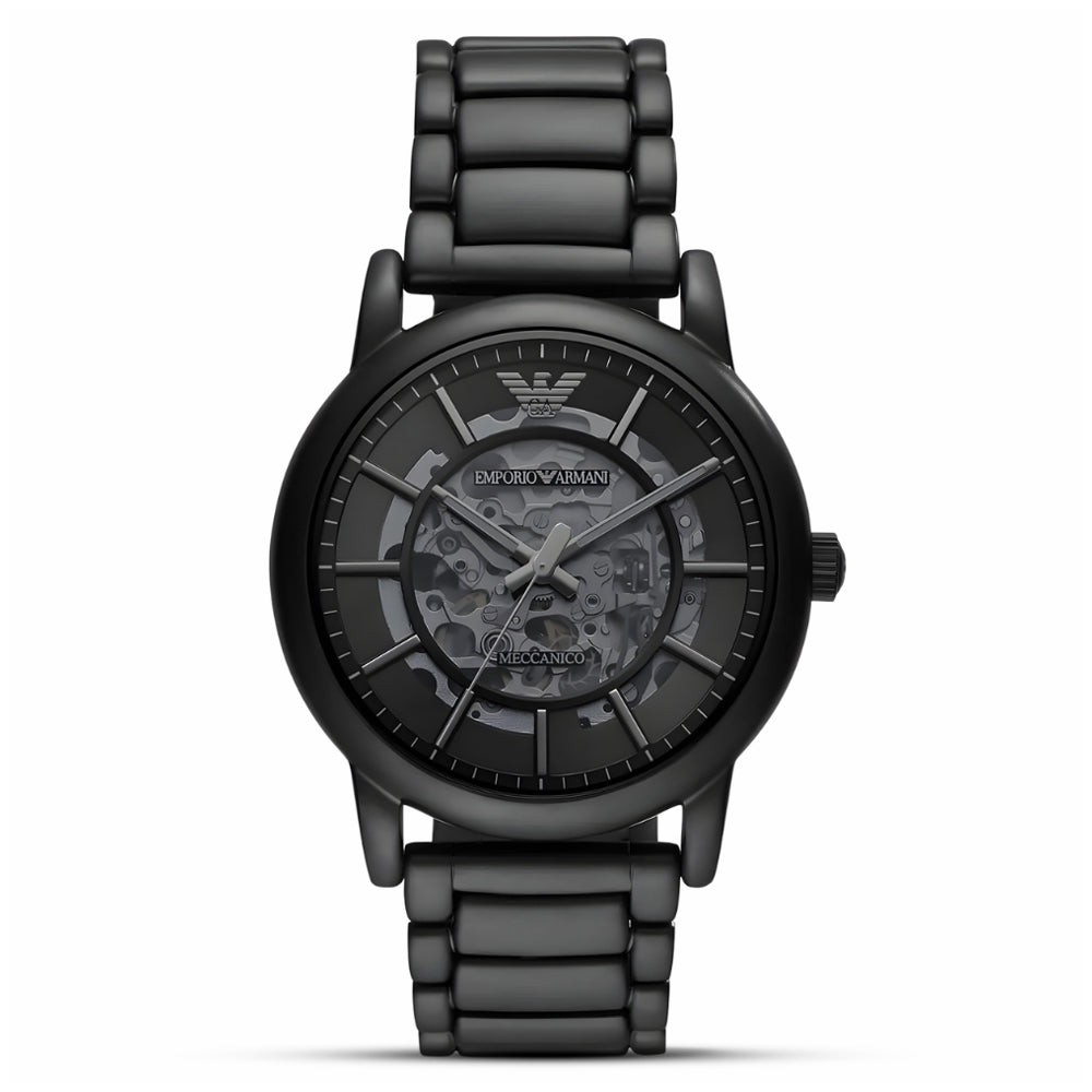 Emporio Armani Renato Round Automatic Black Tone Men's Watch | AR60045