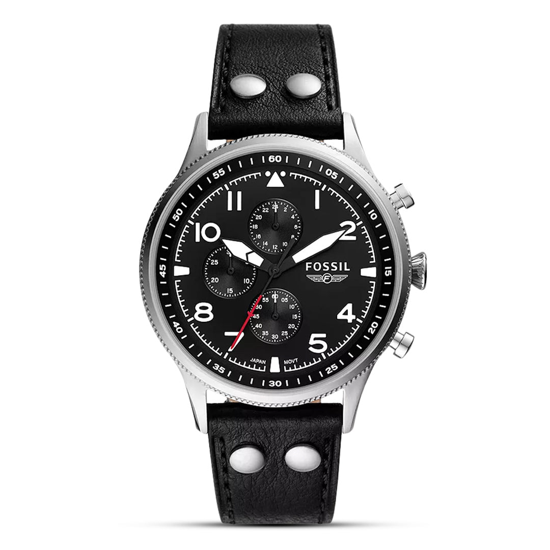 Fossil Retro Pilot Chronograph Black Dial Men's Watch | FS5806