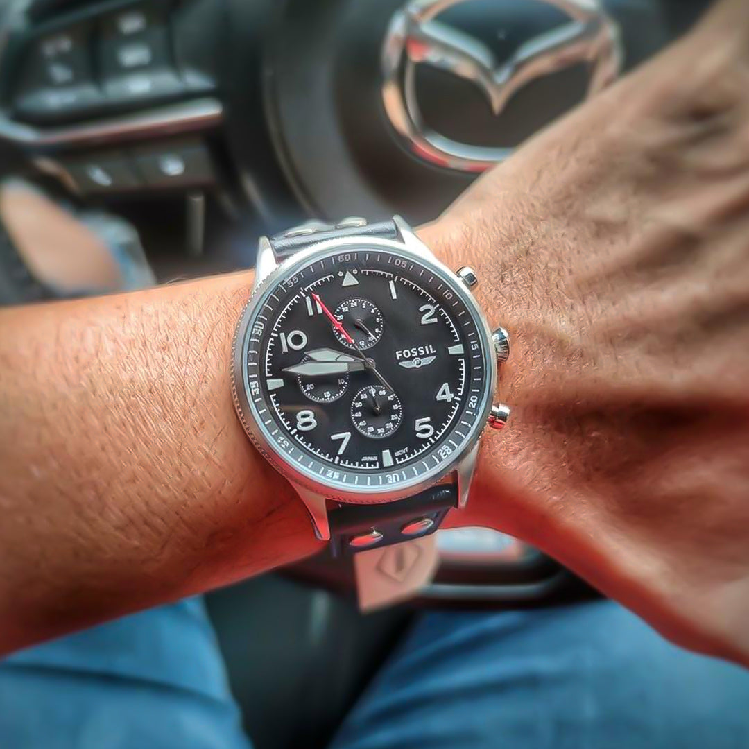 Fossil Retro Pilot Chronograph Black Dial Men's Watch | FS5806