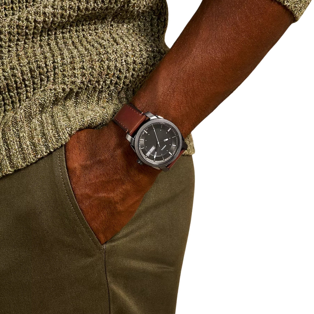 Fossil Machine 3-Hand Date Eco Brown Leather Men's Watch| FS5900