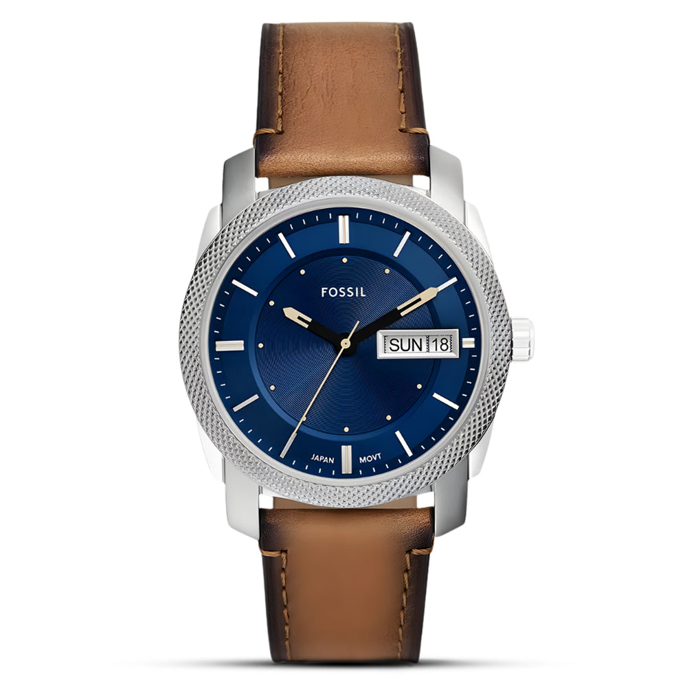 Fossil Machine Tan LiteHide Leather Blue Dial Men's Watch FS5920