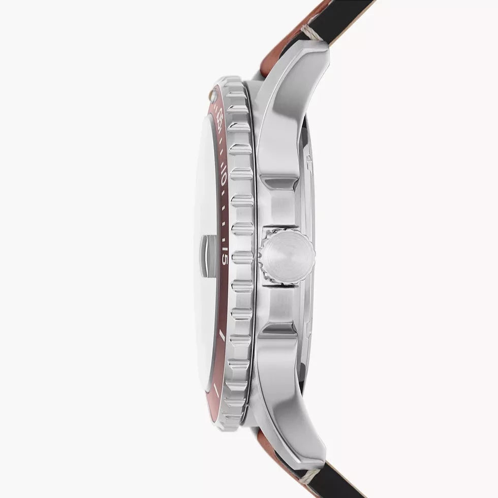 Fossil Dive 3-Hand Date Brown LiteHide™ Leather Men's Watch| FS5961