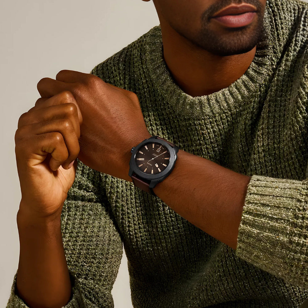 FOSSIL MACHINE DARK BROWN MEN'S WATCH FS5972