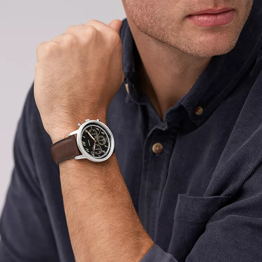 Fossil Neutra Chronograph Black Dial Brown Band Men's Watch| FS6024